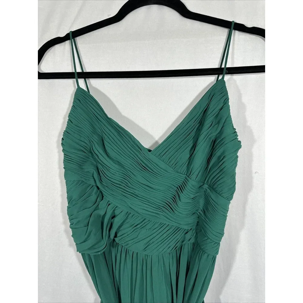 NWD IEENA Mac Duggal [ XS‎ ] 2651 Ruched Sleeveless Tie Jumpsuit Emerald Green